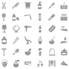 Hair Salon Icons. Gray Flat Design. Vector Illustration.