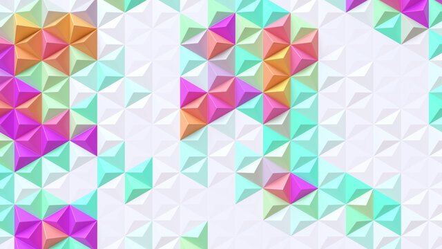Abstract geometric bright tech pattern. 3D render