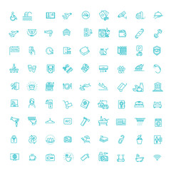 Hotel services concept illustration. Thin line vector icons