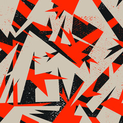 Abstract urban colorful seamless pattern with curved elements and grunge spots