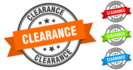 clearance stamp. round band sign set. label