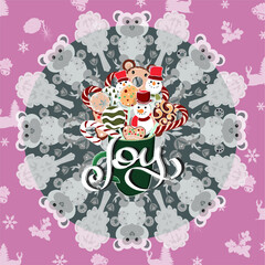 Pink pattern card  with holiday sweets