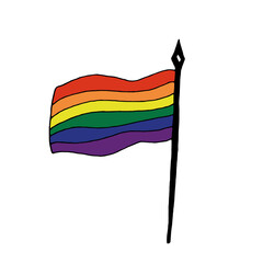 Symbols of love, freedom for lesbian, gay, bisexual, transgender, LGBT community. Rainbow flag. Vector. Doodle style.