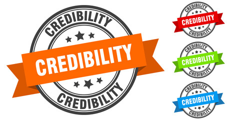 credibility stamp. round band sign set. label