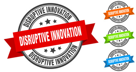disruptive innovation stamp. round band sign set. label