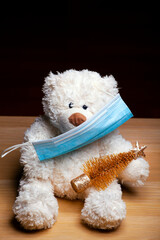 image of toy plush bear mask fir tree 