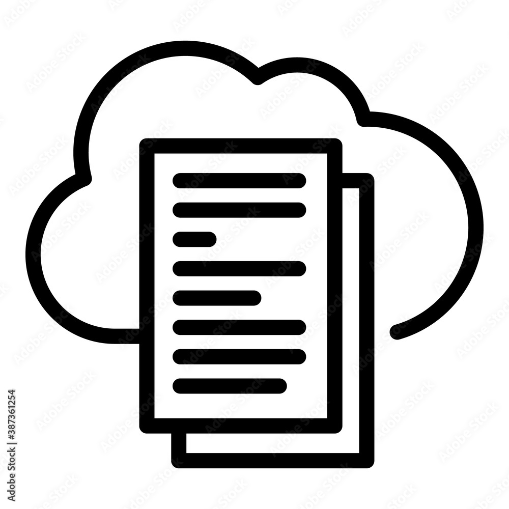 Poster document data cloud icon. outline document data cloud vector icon for web design isolated on white b