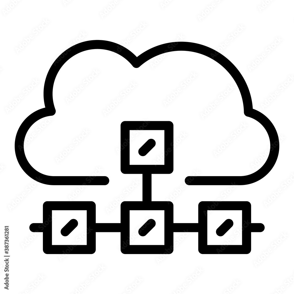 Poster network data cloud icon. outline network data cloud vector icon for web design isolated on white bac