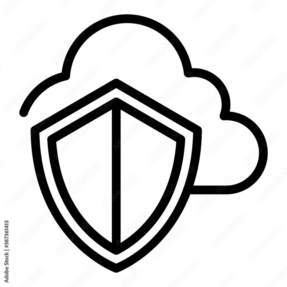 Poster data cloud shield icon. outline data cloud shield vector icon for web design isolated on white backg