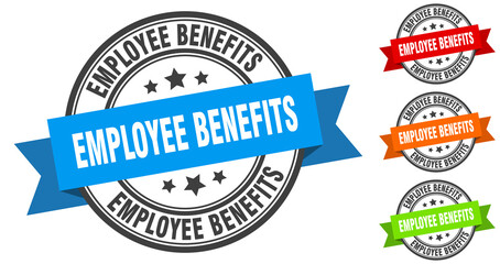 employee benefits stamp. round band sign set. label