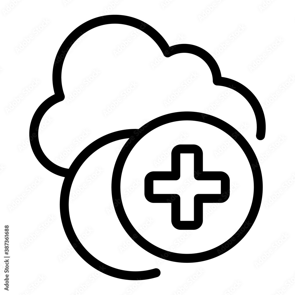 Poster add data cloud icon. outline add data cloud vector icon for web design isolated on white background