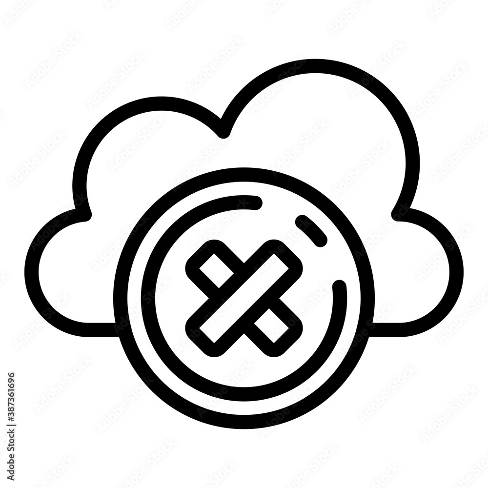 Poster rejected data cloud icon. outline rejected data cloud vector icon for web design isolated on white b