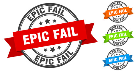 epic fail stamp. round band sign set. label