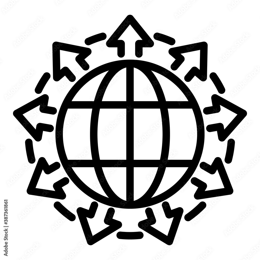 Poster full global network icon. outline full global network vector icon for web design isolated on white b