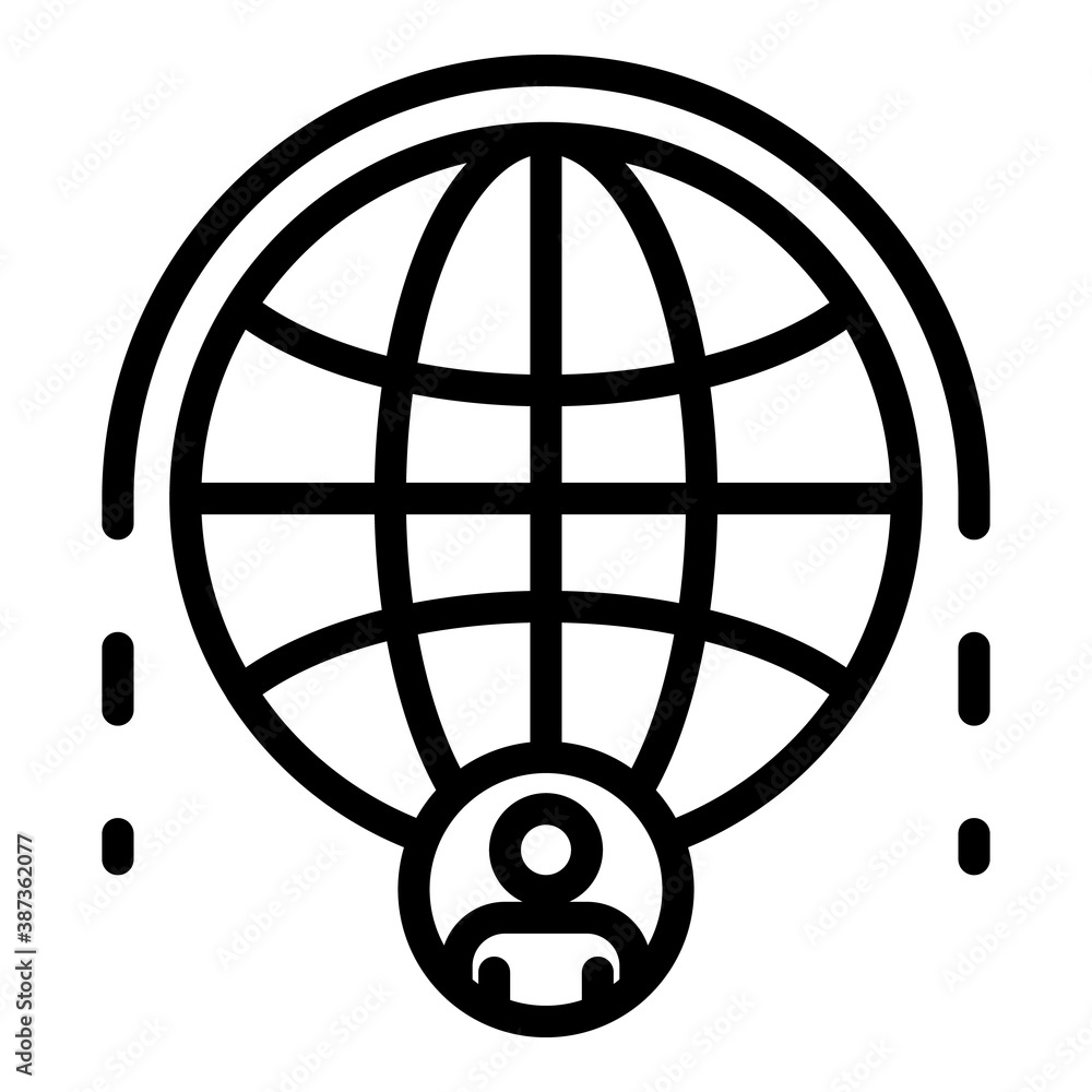 Poster communication people global network icon. outline communication people global network vector icon fo