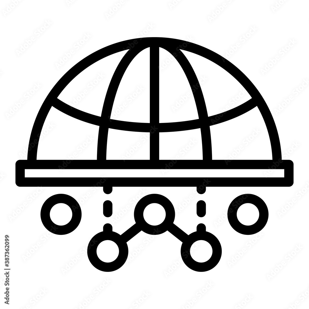 Poster mobile global network icon. outline mobile global network vector icon for web design isolated on whi
