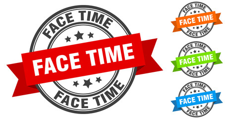 face time stamp. round band sign set. label