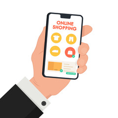 Shopping online poster. wallpaper. free space for text. copy space. mobile.