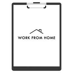 Clipboard vector. blank paper. wallpaper. copy space. Work from home poster design. Work from home logo on Clipboard vector.