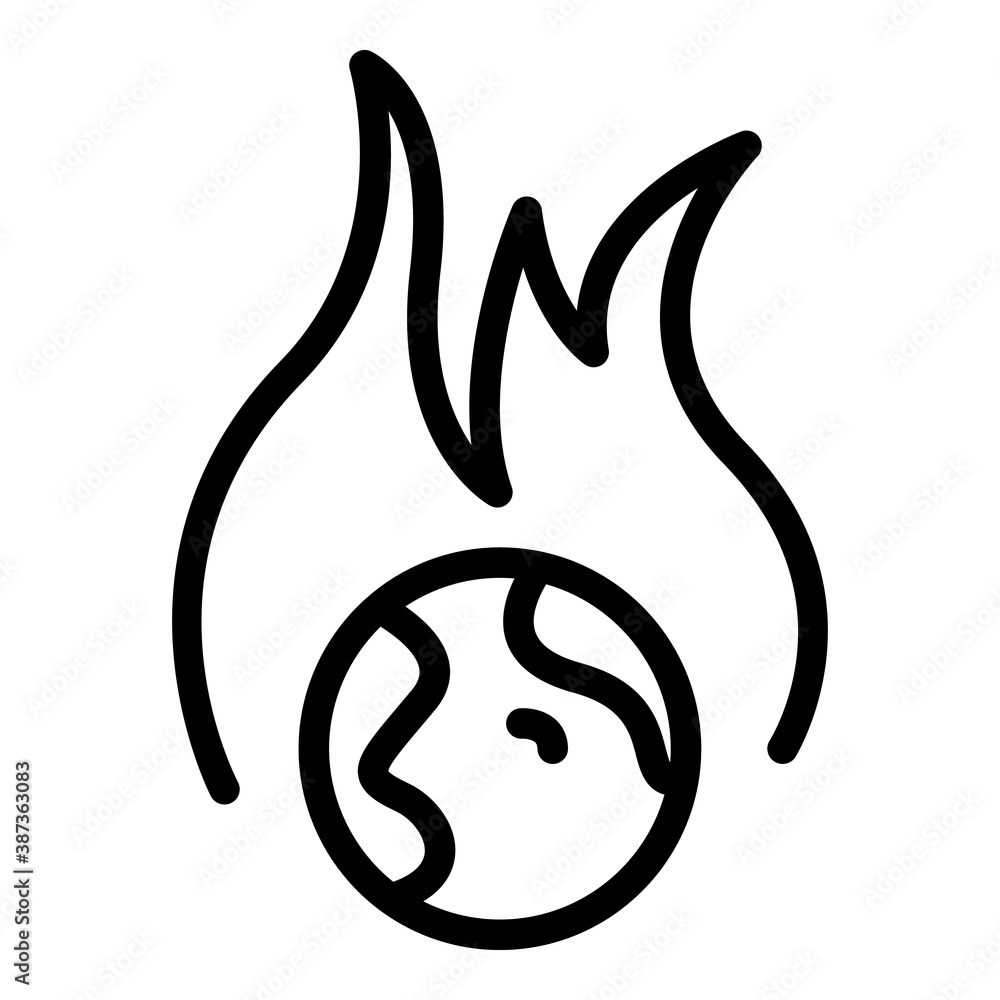 Poster planet in fire icon. outline planet in fire vector icon for web design isolated on white background