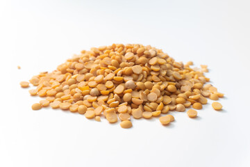 pile of soybean on a white background.