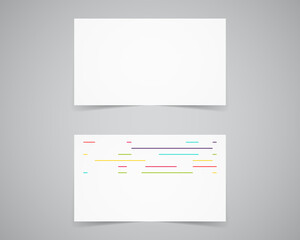 Modern light Business card template for photography studio, photograpgers. Unusual design. Corporate brand identity layout with rainbow lines elements. Photograph label. Realistic shadow.