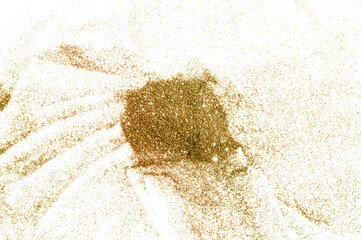 Background with gold glitter on white background for your design