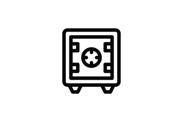 Finance Outline Icon - Deposit Safe Box