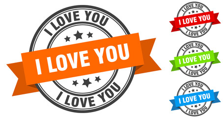 i love you stamp. round band sign set. label
