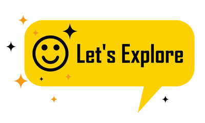 Let's Explore in yellow dialog bubble and stars