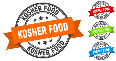 kosher food stamp. round band sign set. label