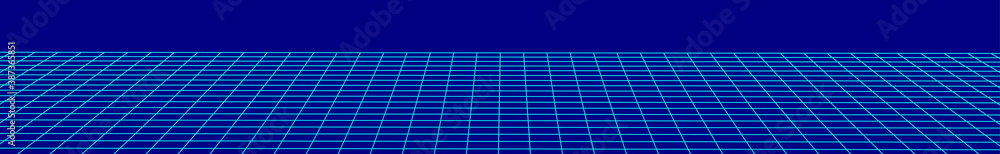 Poster vector perspective grid. digital background in retro style. wireframe landscape on blue background.