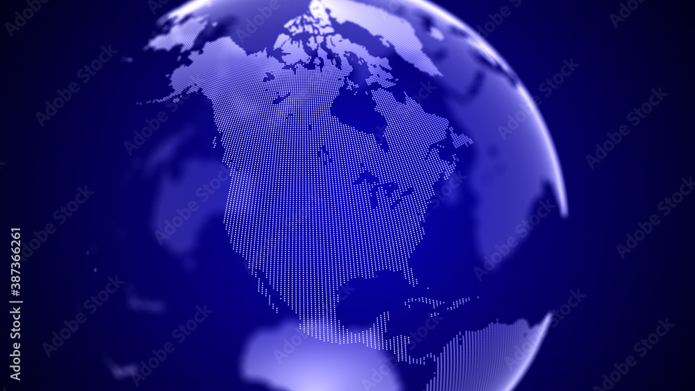 Poster global network connection. blue futuristic world map. concept of planet earth. 3d rendering.