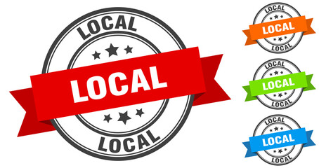 local stamp. round band sign set. label