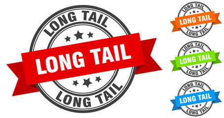long tail stamp. round band sign set. label