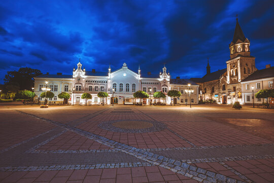Sanok main square at evening
