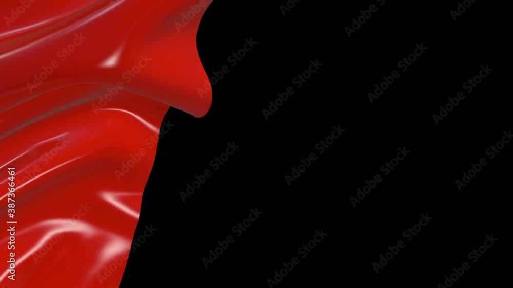 Poster 3d render of tearing off screen red glossy fabric with luma matte as alpha channel for festive appea