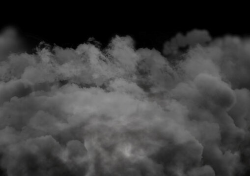 &eacute;pais nuage ou fum&eacute;e blanc sur fond noir