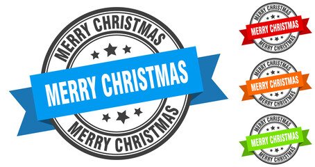 Obraz premium merry christmas stamp. round band sign set. label