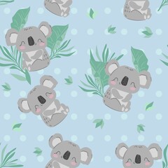 Hand Drawn cute koala seamless pattern print design background children print textile design vector