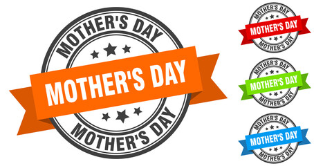 mother's day stamp. round band sign set. label