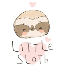 Hand drawn cute animal sloth on the tree vector illustration