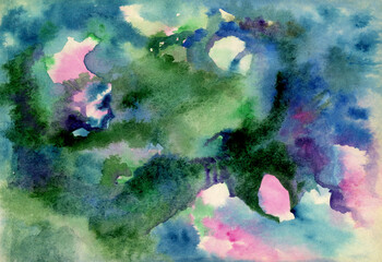 Abstract background of watercolor stains of different colors.