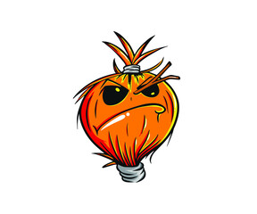 Halloween angry orange pumpkins vector illustrations. Design for t-shirt, stamp, label, logo, etc. isolated vector graphic.