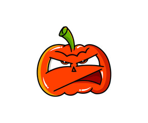Halloween orange pumpkins character vector illustrations. Design for t-shirt, stamp, label, logo, etc. isolated vector graphic.