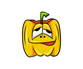 Halloween yellow pumpkins character vector illustrations. Design for t-shirt, stamp, label, logo, etc. isolated vector graphic.