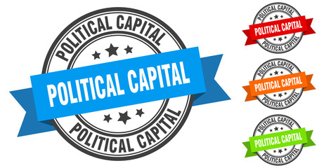 political capital stamp. round band sign set. label