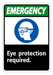 Emergency Sign Eye Protection Required Symbol Isolate on White Background