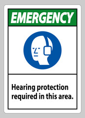 Emergency PPE Sign Hearing Protection Required In This Area with Symbol