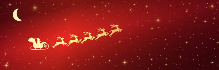 Obraz na płótnie Canvas Santa Claus with sled and reindeer